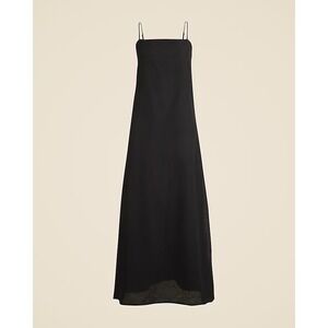 J.Crew Linen-cotton blend tie-back midi dress Larg Black NWT